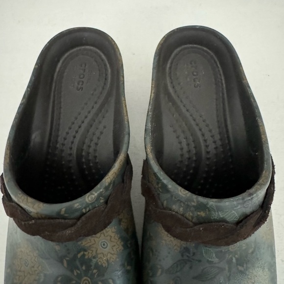Crocs Sarah Floral Slip On Clogs Mules Heels Comfort Shoes Braided Strap… - Picture 4 of 13